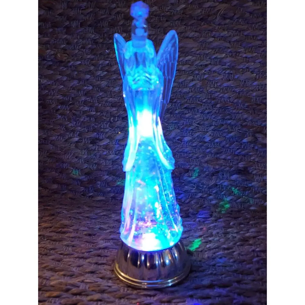 Graceful Christmas Angel Figurine Multicolor LED Swirling Water Globe Battery